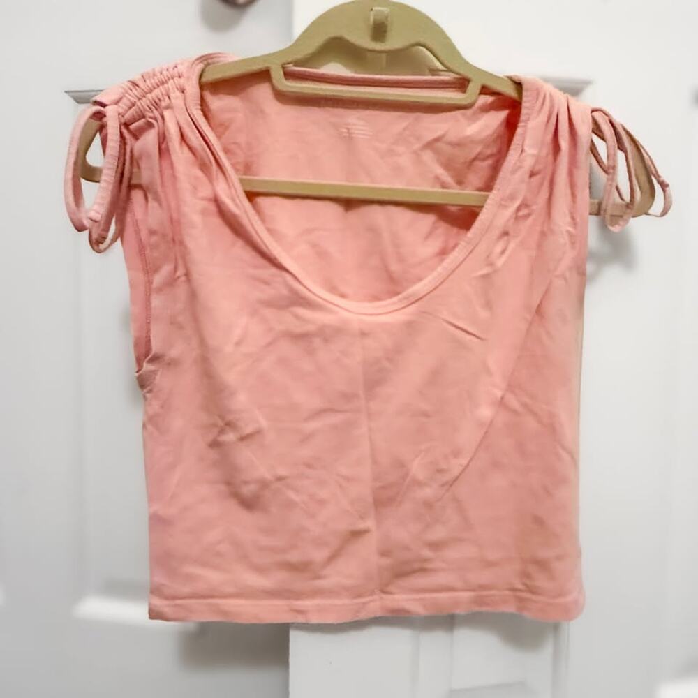 Coral American Eagle Pink Ribbed Crop Tank Top Women's Size Small